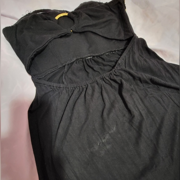 BEBE maxi sleeveless/backless black dress with gold accents - Picture 7 of 7